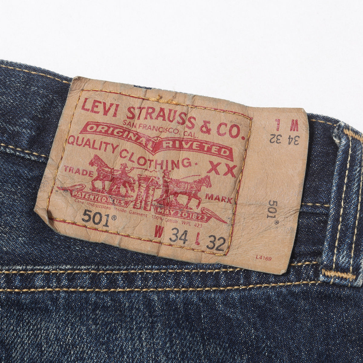 30周年記念 ×Levis 501 パッチ付き ダメージ加工 デニムパンツ