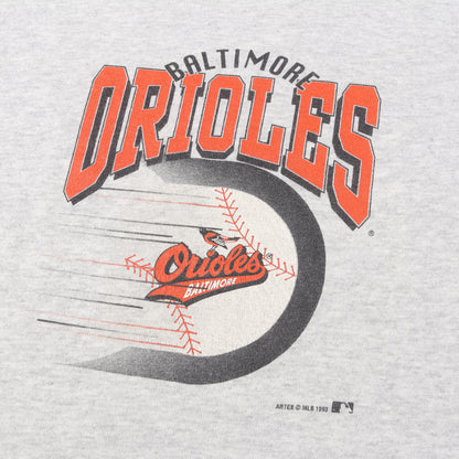 90s MLB ボルティモア・オリオールズ プリント クルーネック スウェット / USA製 ARTEX
