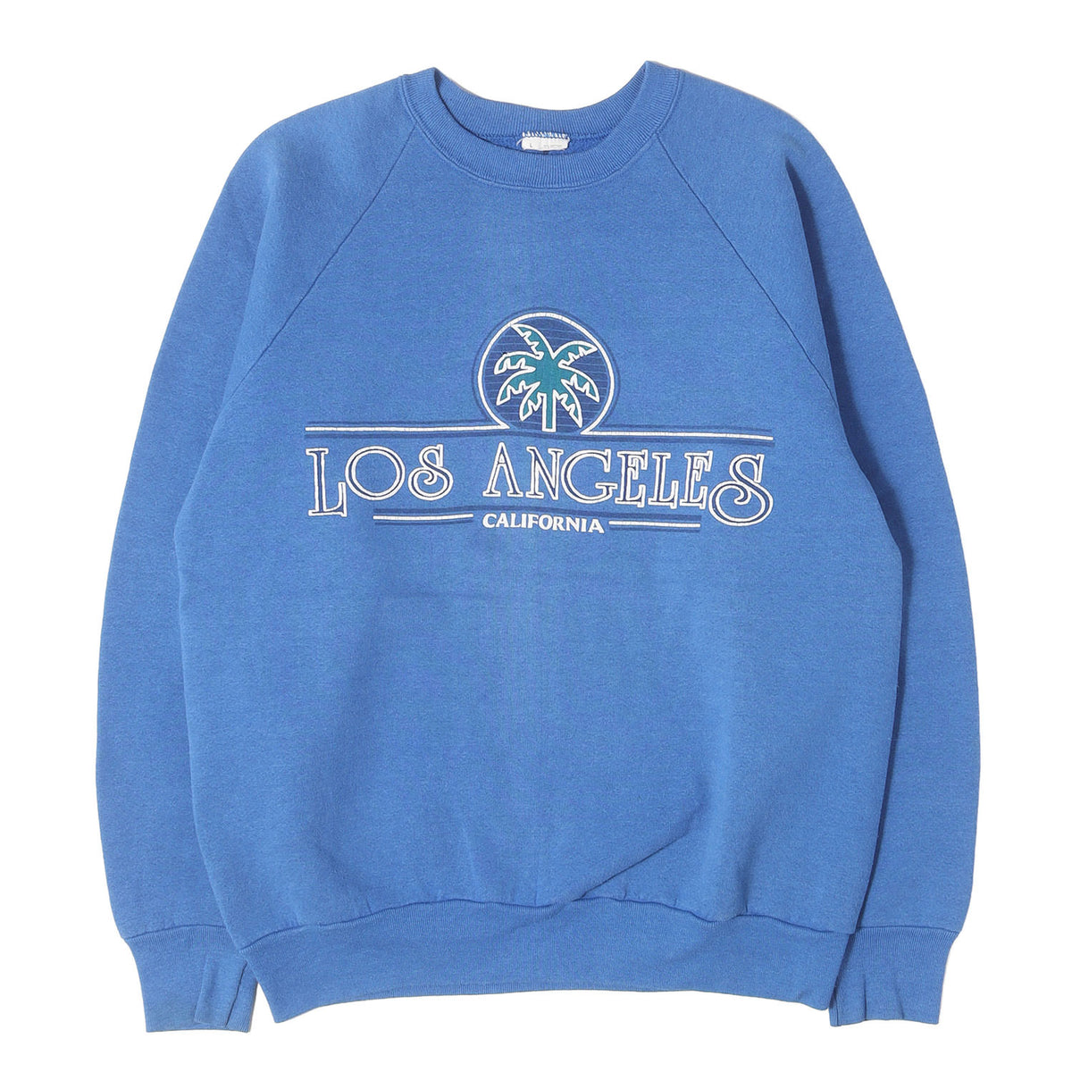 80s カリフォルニア 発泡プリント ラグラン クルーネック スウェット USA製