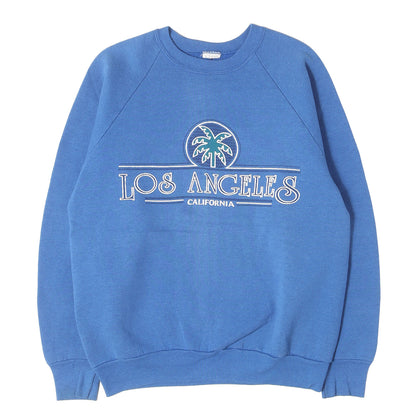 80s カリフォルニア 発泡プリント ラグラン クルーネック スウェット USA製