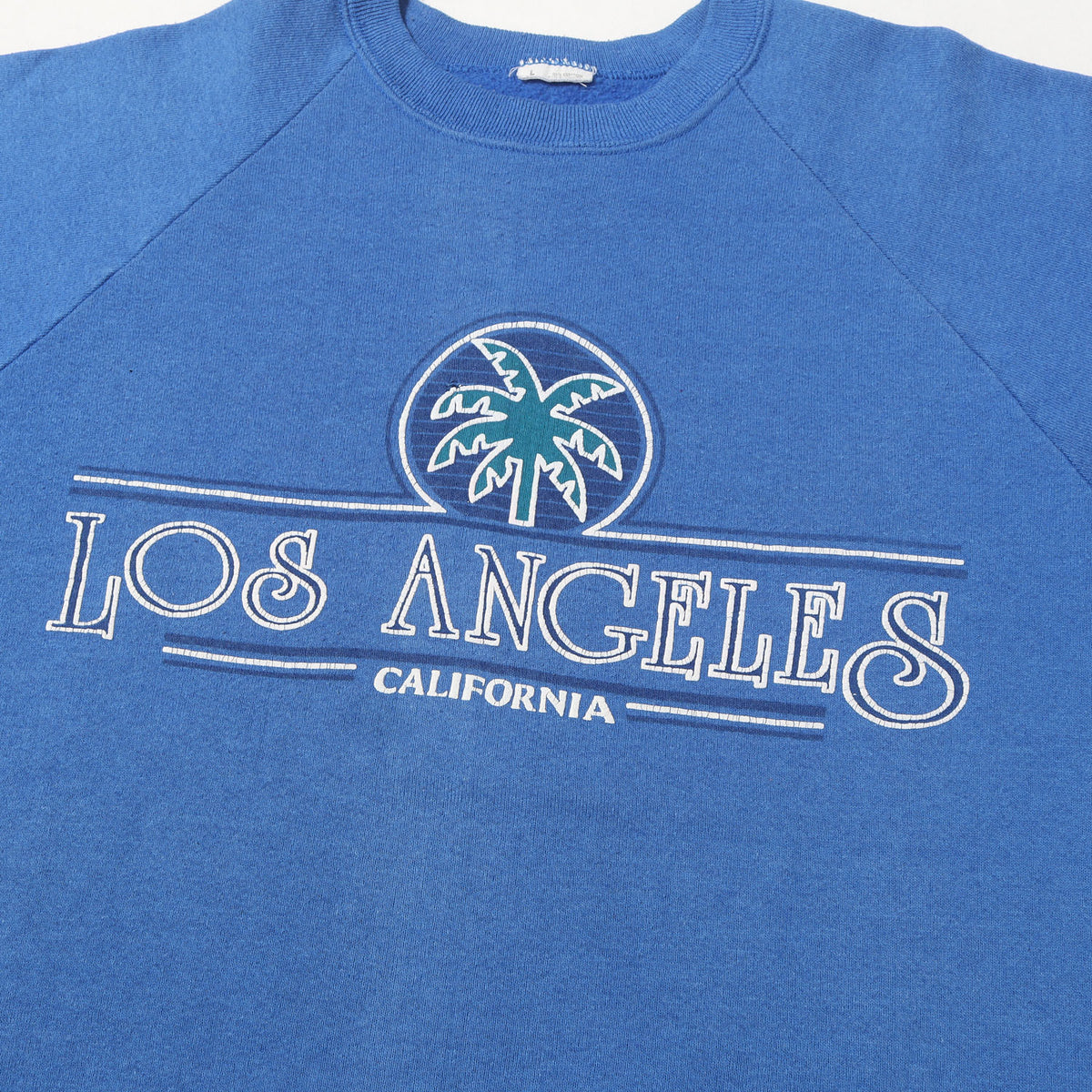 80s カリフォルニア 発泡プリント ラグラン クルーネック スウェット USA製