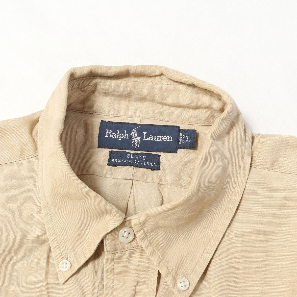 90s シルク/リネン BD ボタン シャツ (BLAKE) Ralph Lauren