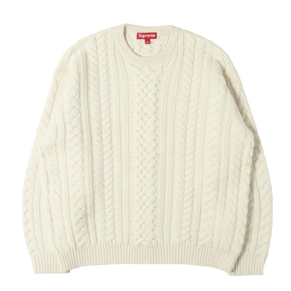 23AW ビッグロゴ ケーブル編み ウールニット セーター(Appliqu Cable Knit Sweater)