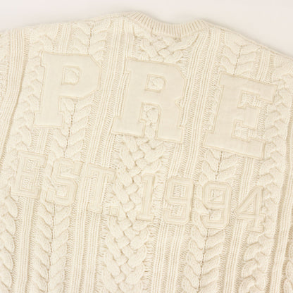 23AW ビッグロゴ ケーブル編み ウールニット セーター(Appliqu Cable Knit Sweater)