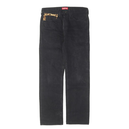 ×Levi's 505 レオパード切替し ブラック デニムパンツ(505 Jean)