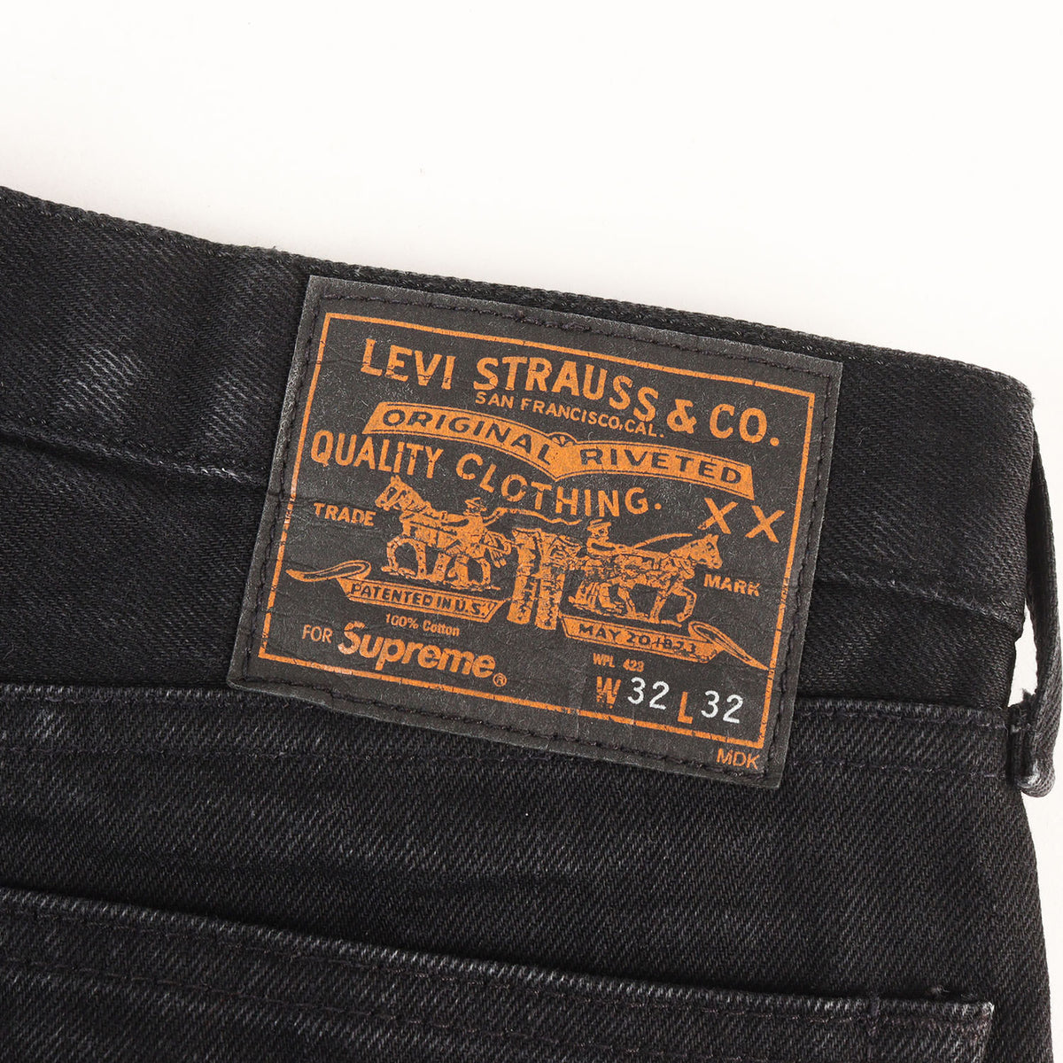 ×Levi's 505 レオパード切替し ブラック デニムパンツ(505 Jean)