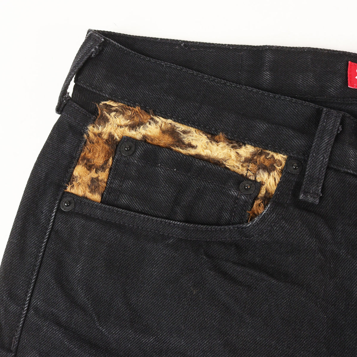 ×Levi's 505 レオパード切替し ブラック デニムパンツ(505 Jean)