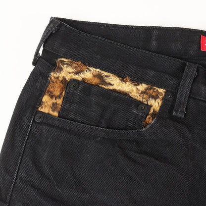 ×Levi's 505 レオパード切替し ブラック デニムパンツ(505 Jean)