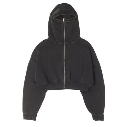 フェード加工 クロップド フルジップ スウェットパーカー(CROPPED FULL ZIP)