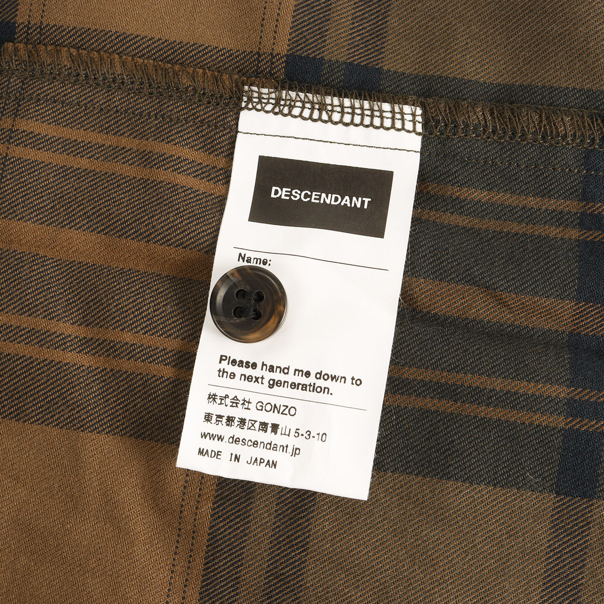 21AW コットン チェックシャツ(GORDIE PLAID LS SHIRT FULL SIZE)