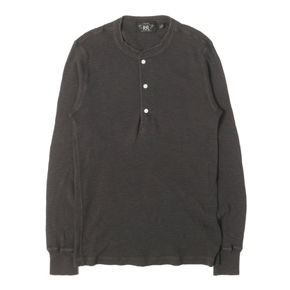 ウォッシュ加工 ワッフル サーマル ヘンリーネック ロングスリーブ Tシャツ