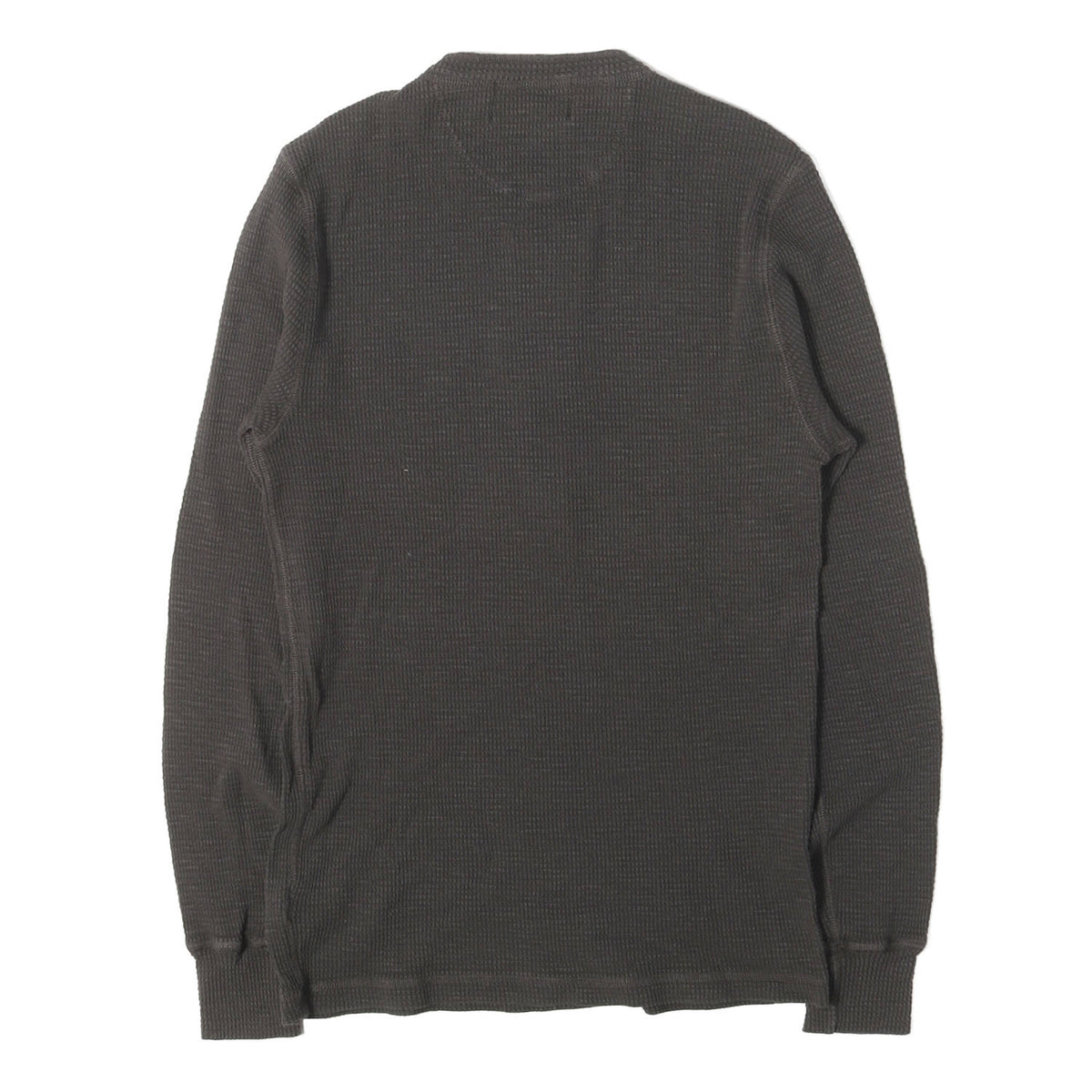 ウォッシュ加工 ワッフル サーマル ヘンリーネック ロングスリーブ Tシャツ