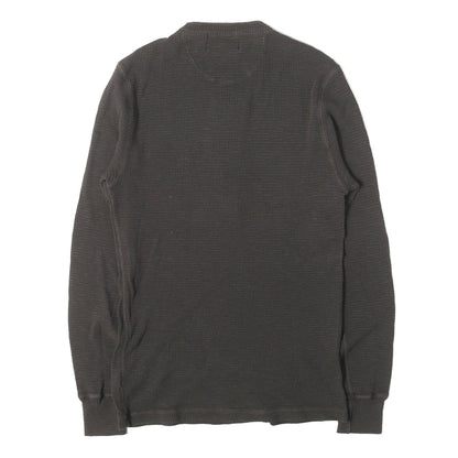 ウォッシュ加工 ワッフル サーマル ヘンリーネック ロングスリーブ Tシャツ