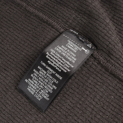 ウォッシュ加工 ワッフル サーマル ヘンリーネック ロングスリーブ Tシャツ