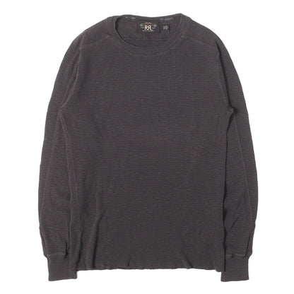 ウォッシュ加工 ワッフル サーマル クルーネック ロングスリーブ Tシャツ