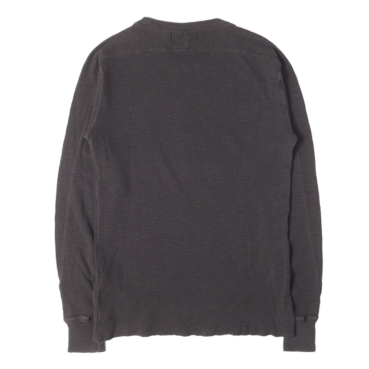 ウォッシュ加工 ワッフル サーマル クルーネック ロングスリーブ Tシャツ
