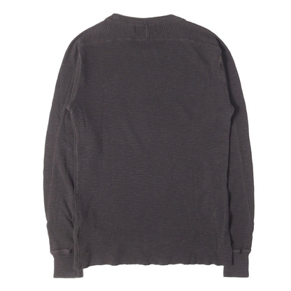 ウォッシュ加工 ワッフル サーマル クルーネック ロングスリーブ Tシャツ