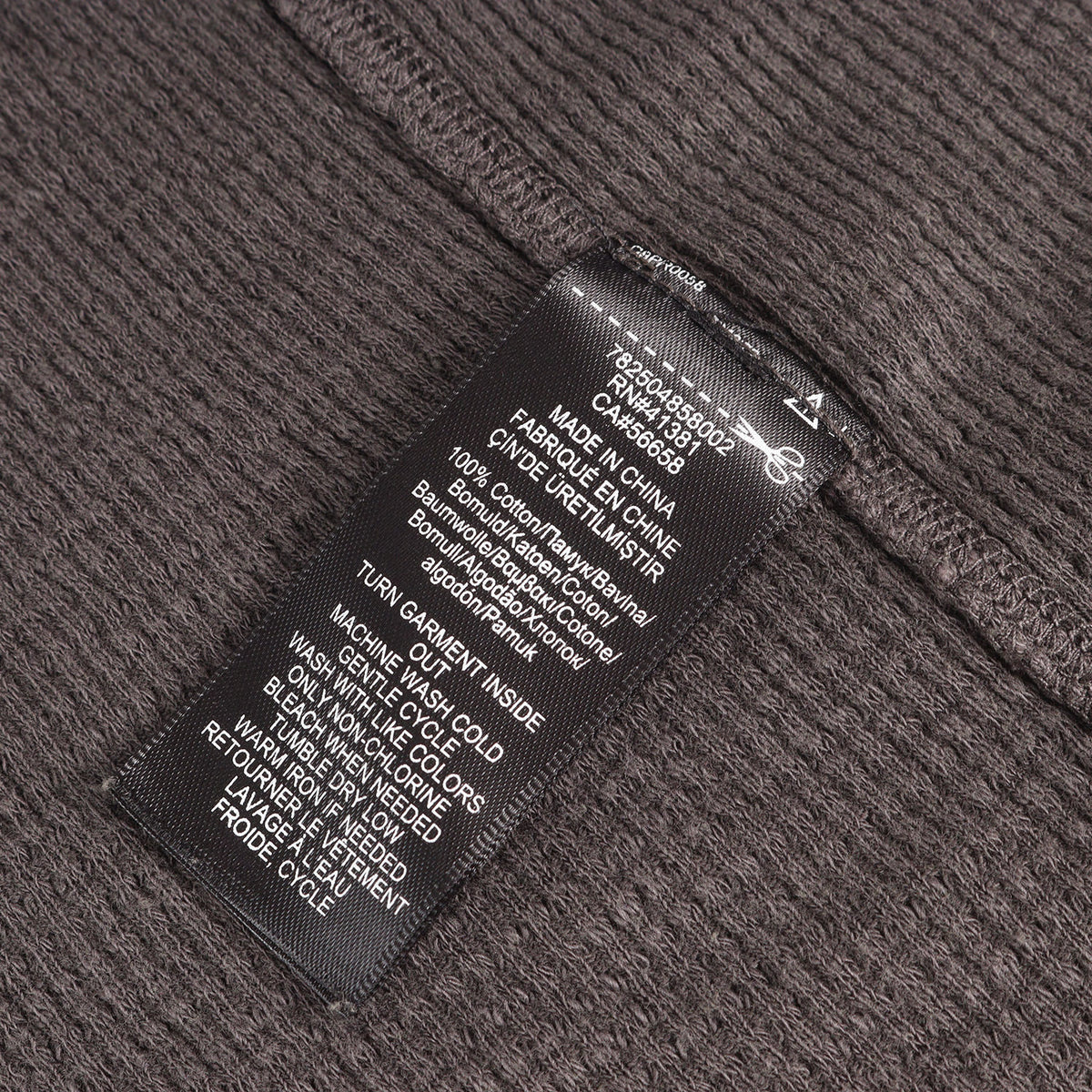 ウォッシュ加工 ワッフル サーマル クルーネック ロングスリーブ Tシャツ