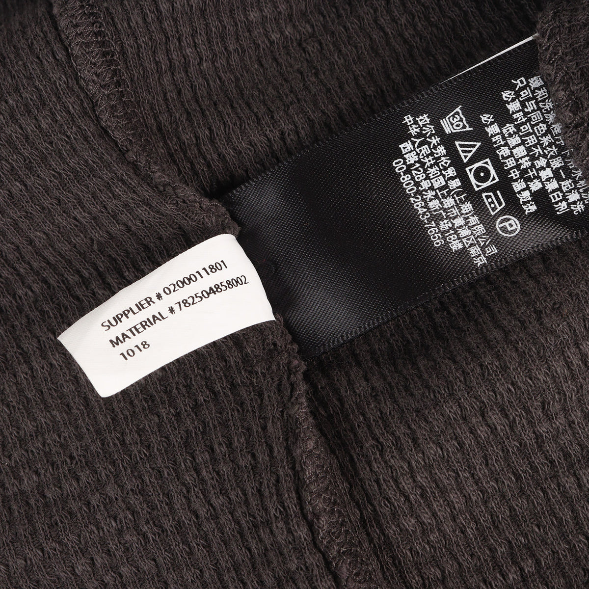 ウォッシュ加工 ワッフル サーマル クルーネック ロングスリーブ Tシャツ