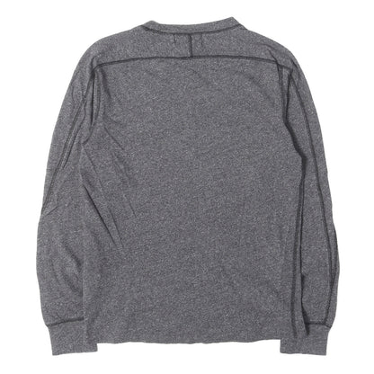 バイソン プリント ごま塩 クルーネック ロングスリーブ Tシャツ