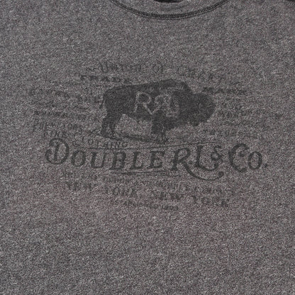バイソン プリント ごま塩 クルーネック ロングスリーブ Tシャツ