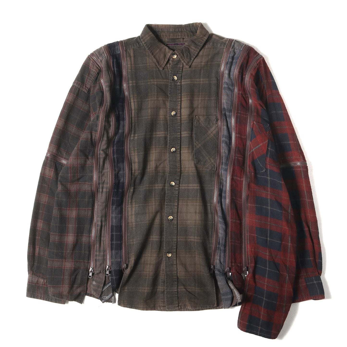 セブンカット ジップ ワイド フランネル シャツ (7 CUTS ZIPPED WIDE SHIRT NS301) / Rebuild by Needles