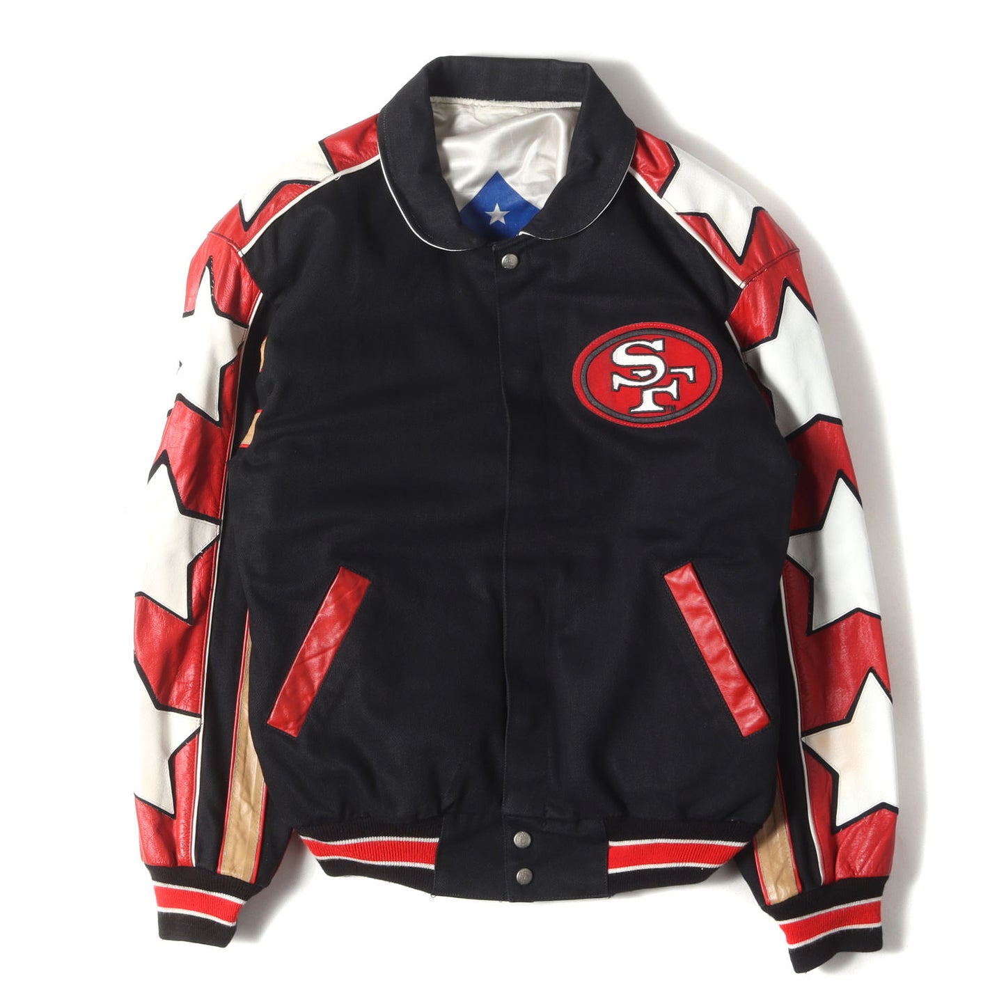 90s NFL サンフランシスコ・49ers 袖レザー リバーシブル スタジャン / ジャケット(USA製)