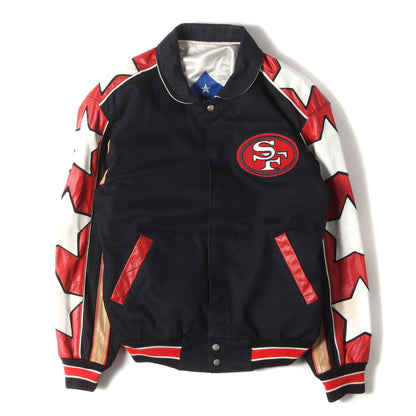 90s NFL サンフランシスコ・49ers 袖レザー リバーシブル スタジャン / ジャケット(USA製)