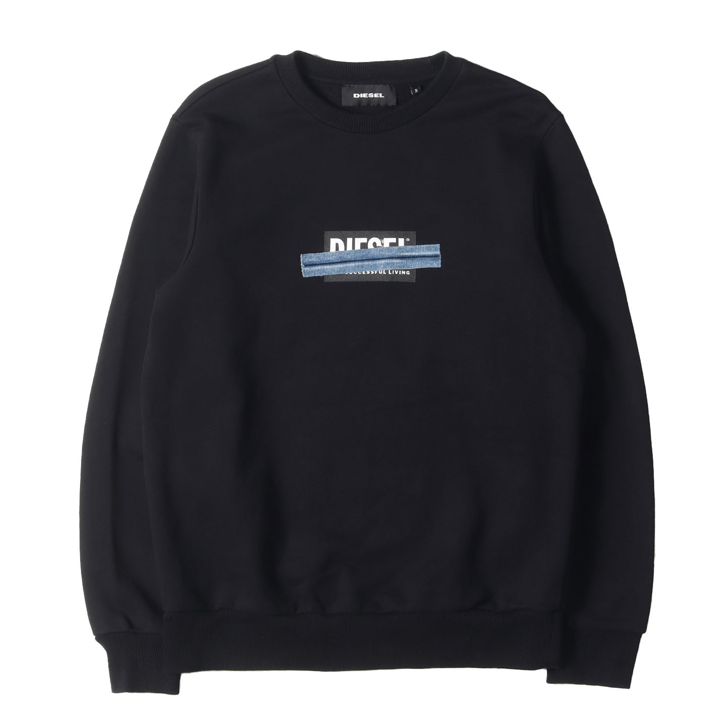 デニムパッチ クルーネック スウェット