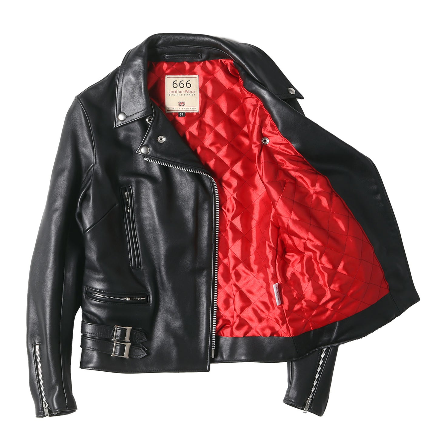 ステアハイドレザー サイドベルト ダブル ライダースジャケット