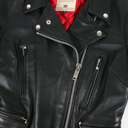 ステアハイドレザー サイドベルト ダブル ライダースジャケット