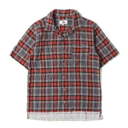 復刻モデル 裾ライン シャーリング オープンカラー チェック 半袖シャツ(EDGE LINE CHECK S/S SHIRT)