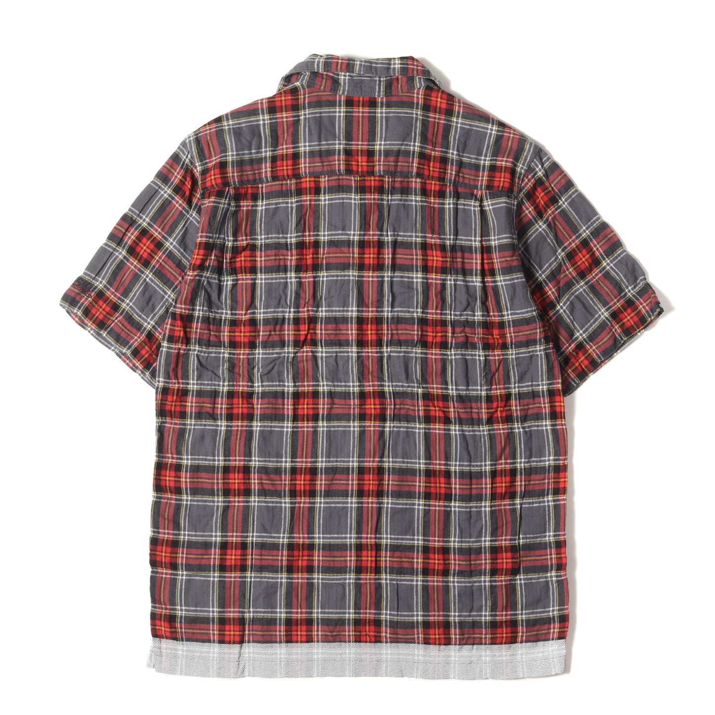 復刻モデル 裾ライン シャーリング オープンカラー チェック 半袖シャツ(EDGE LINE CHECK S/S SHIRT)