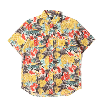 パイナップル&フラワー柄 ボタンダウン アロハシャツ