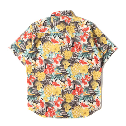 パイナップル&フラワー柄 ボタンダウン アロハシャツ