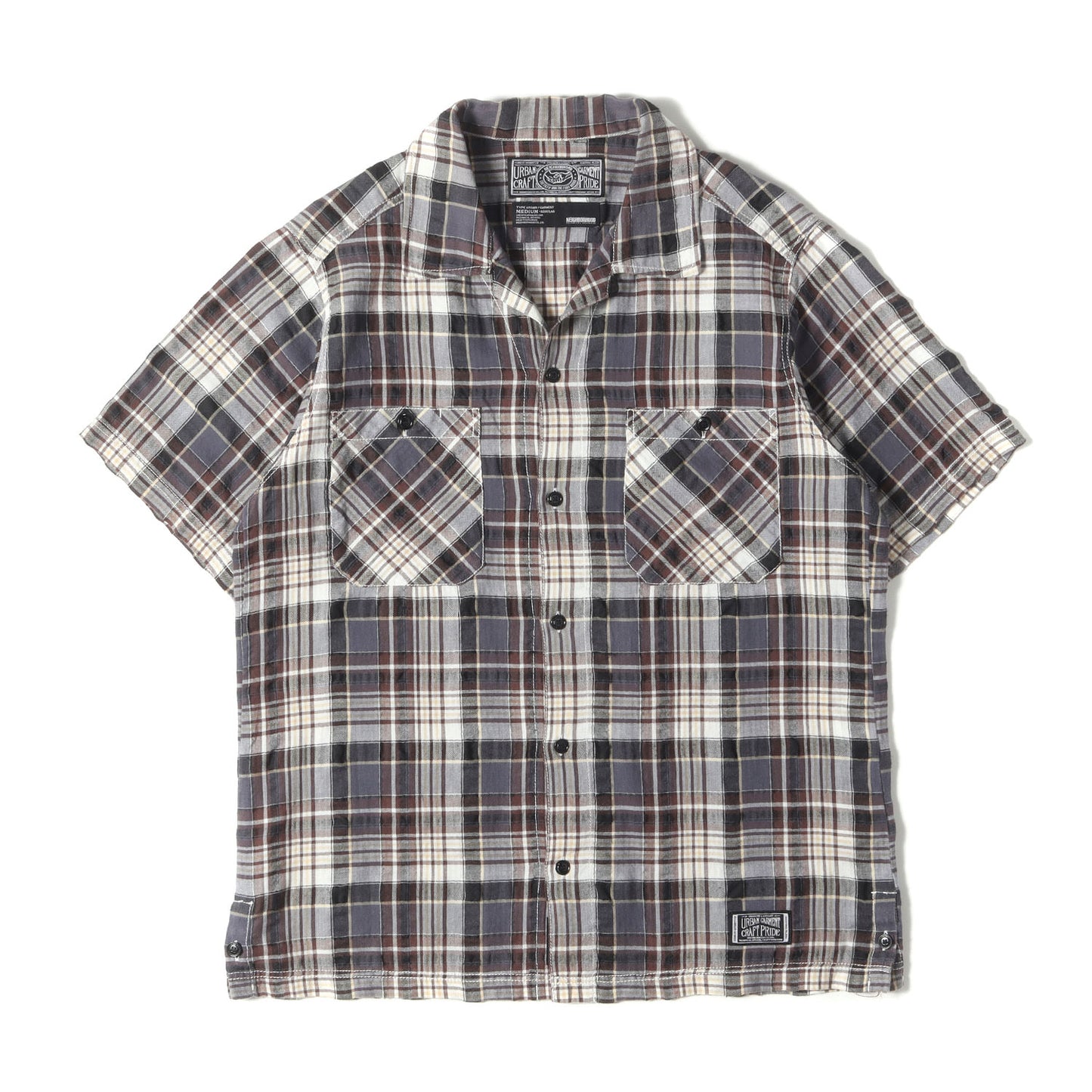 00s パッチワーク チェック オープンカラー 半袖シャツ(SHELBY / CE-SHIRT. SS)