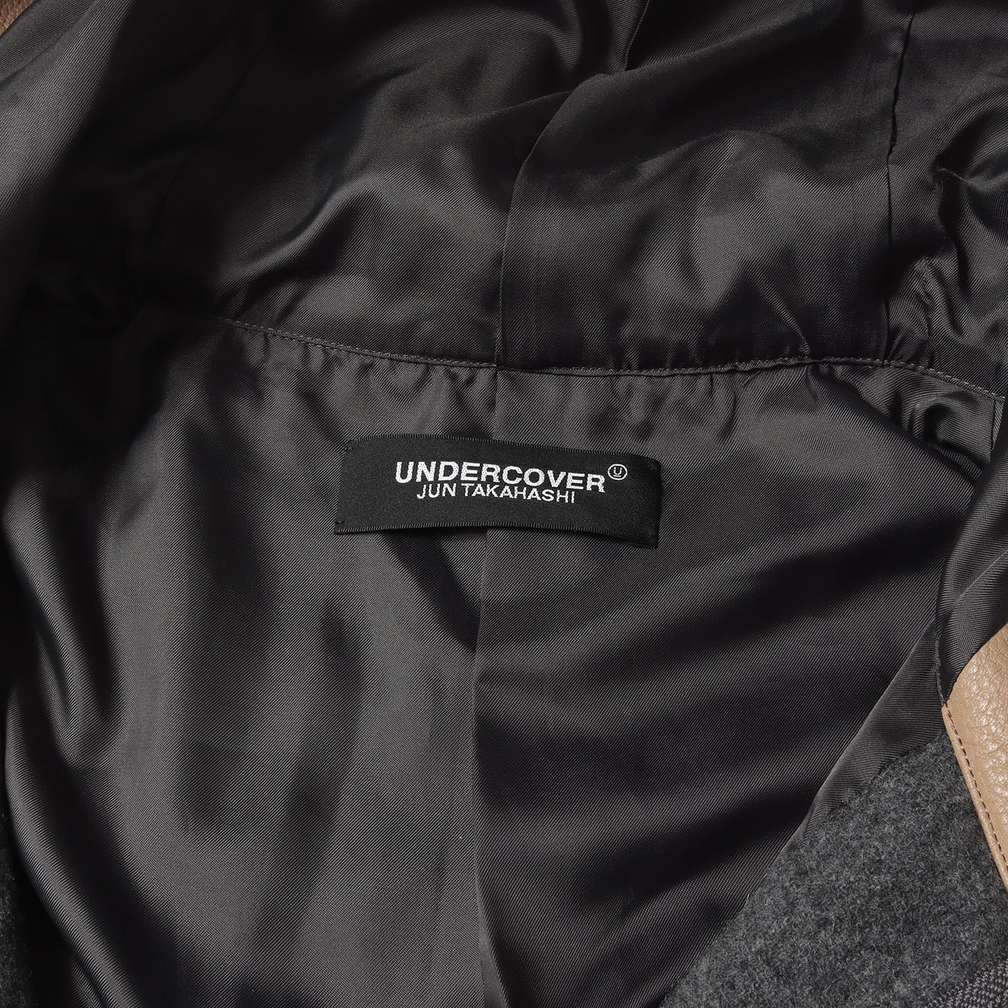 23SS フード レザー コンビ 縮絨ウール コート(Boiled wool mod coat)