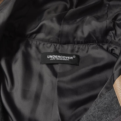 23SS フード レザー コンビ 縮絨ウール コート(Boiled wool mod coat)