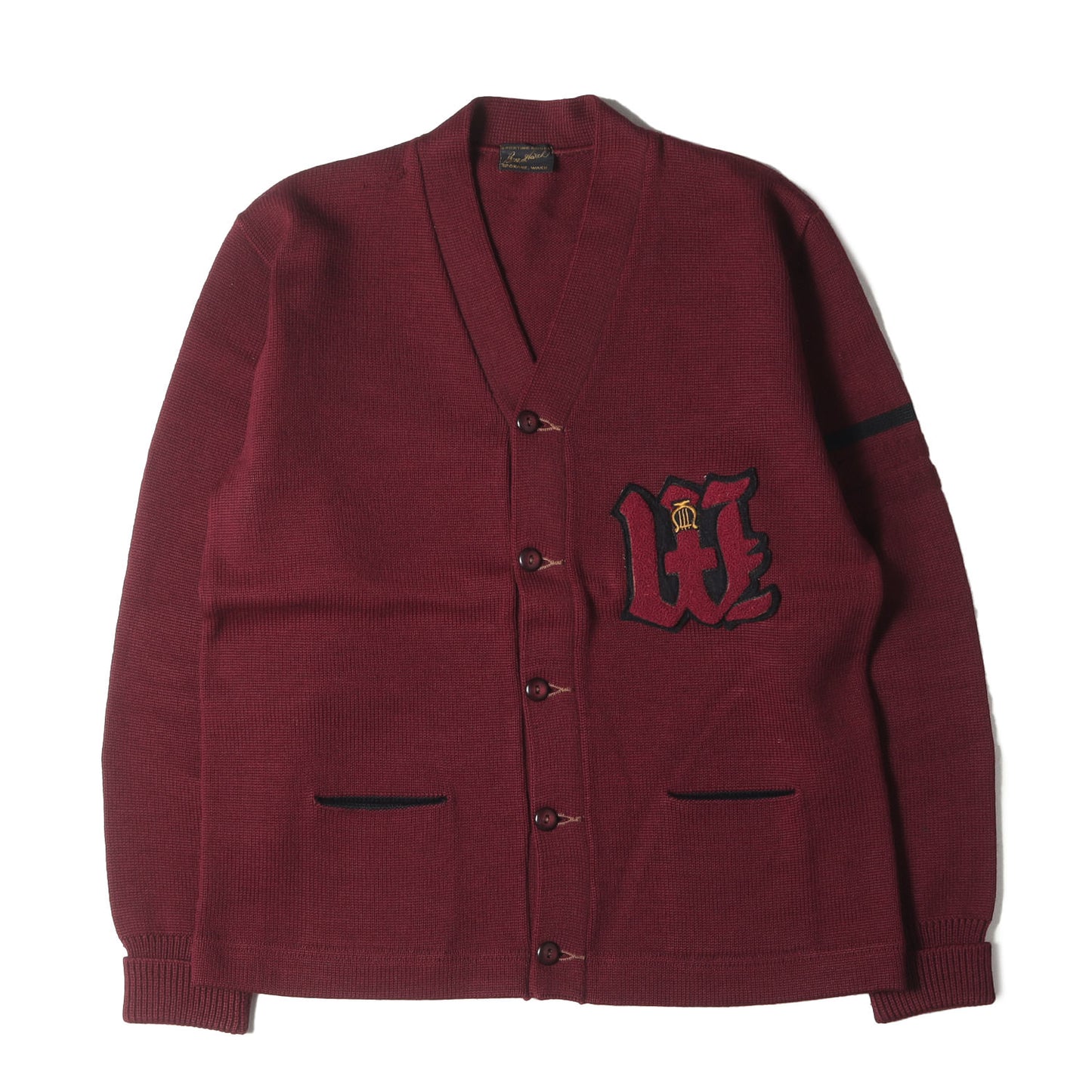 60s Sporting Goods ワッペン付き レタード ニット カーディガン