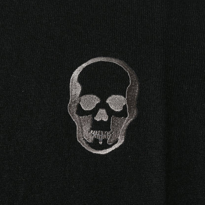 スカル刺繍 タートルネック カシミヤ ニット