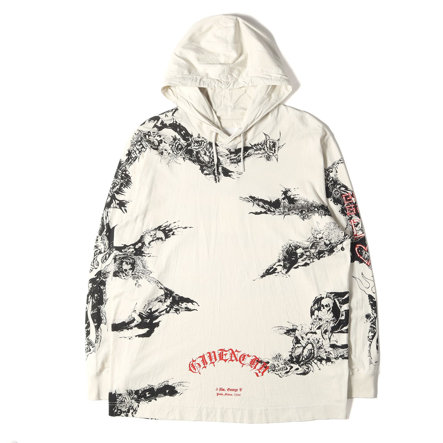 21AW オーバーサイズ グラフィック総柄 パーカー(GOTHIC OVERSIZED Hoodie)