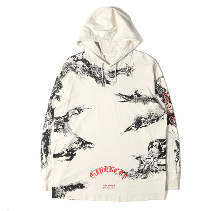 21AW オーバーサイズ グラフィック総柄 パーカー(GOTHIC OVERSIZED Hoodie)
