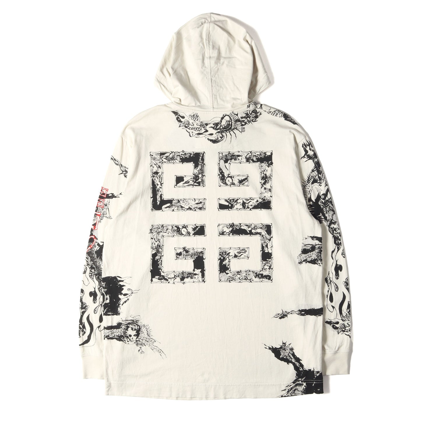 21AW オーバーサイズ グラフィック総柄 パーカー(GOTHIC OVERSIZED Hoodie)