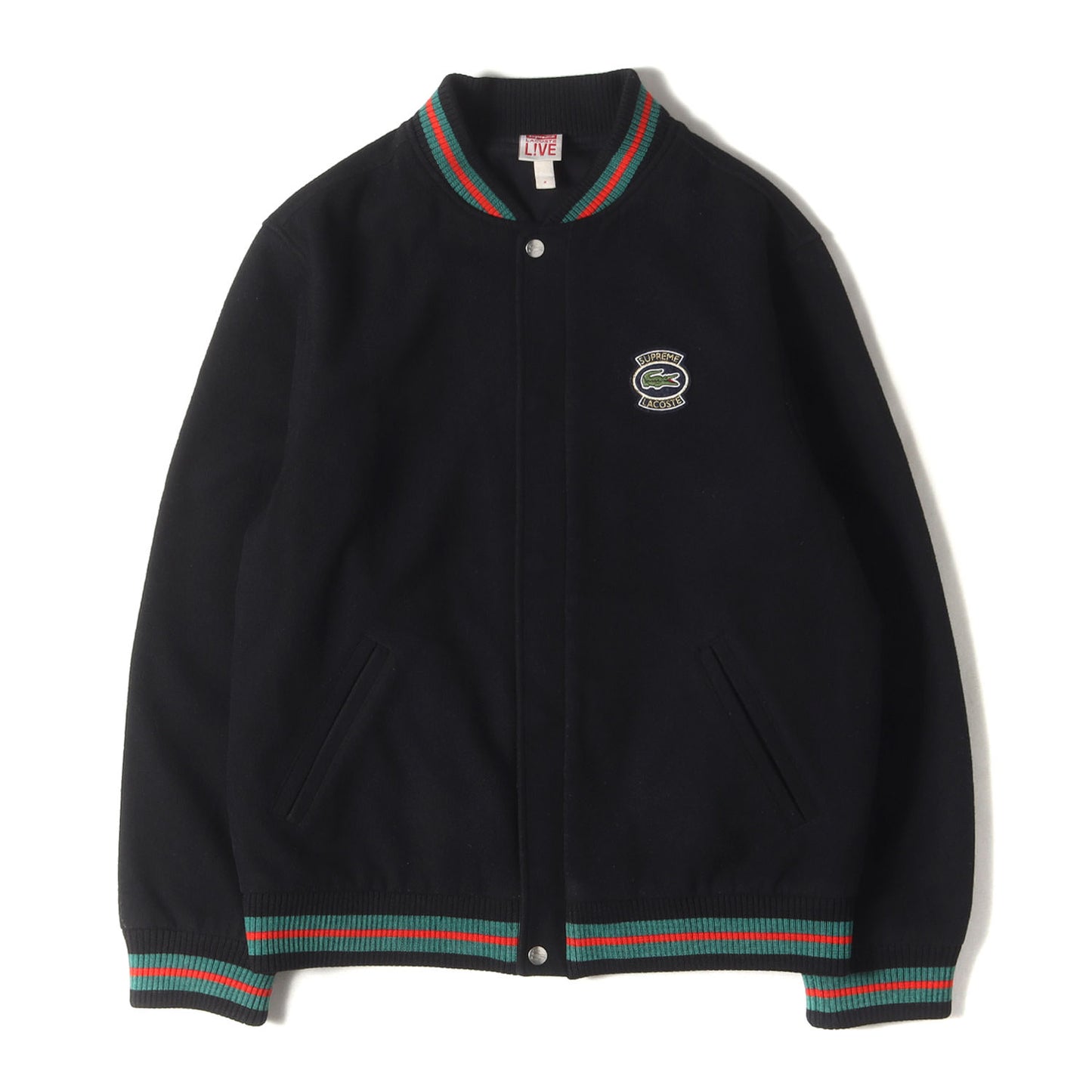 ×LACOSTE L!VE メルトンウール バーシティジャケット / スタジャン