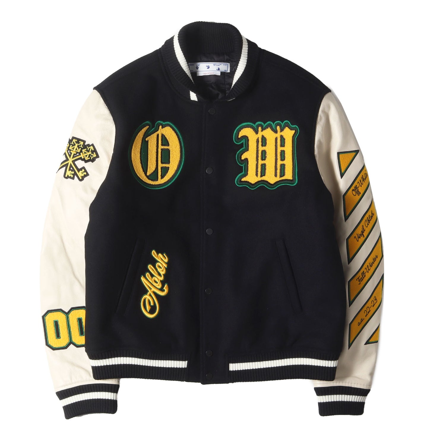 22AW 袖レザー メルトン バーシティジャケット / スタジャン