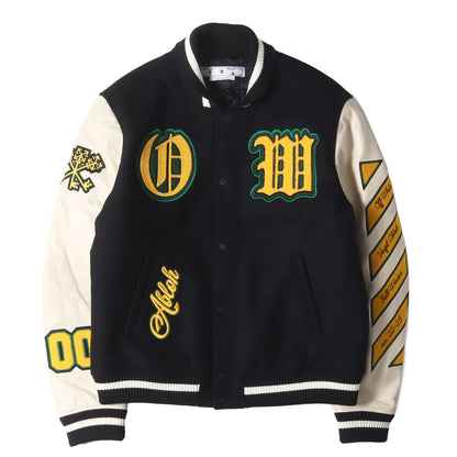 22AW 袖レザー メルトン バーシティジャケット / スタジャン