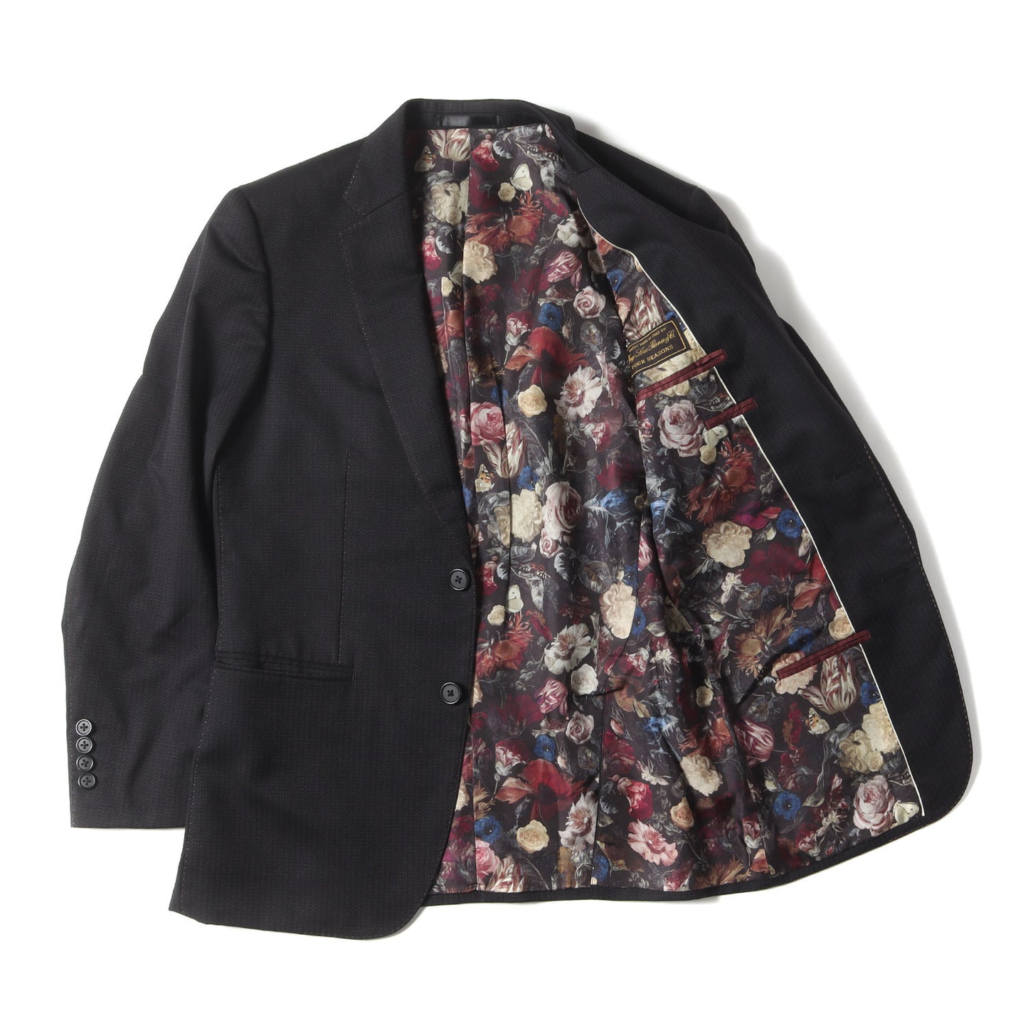 ×Loro Piana シャドーストライプ 裏地フラワー柄 テーラードジャケット