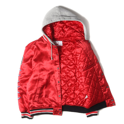 ×Champion フード付き サテン バーシティジャケット / スタジャン(Hooded Satin Varsity Jacket)