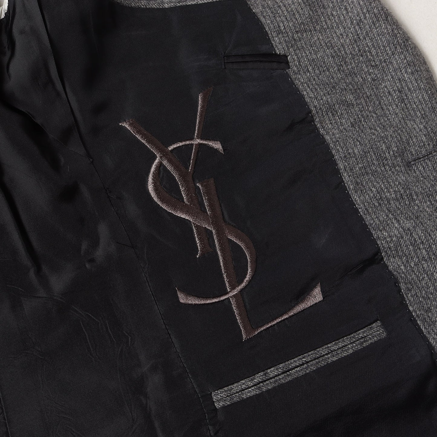 ストライプ ウール 2つボタン テーラードジャケット(Yves Saint Laurent rive gauche)