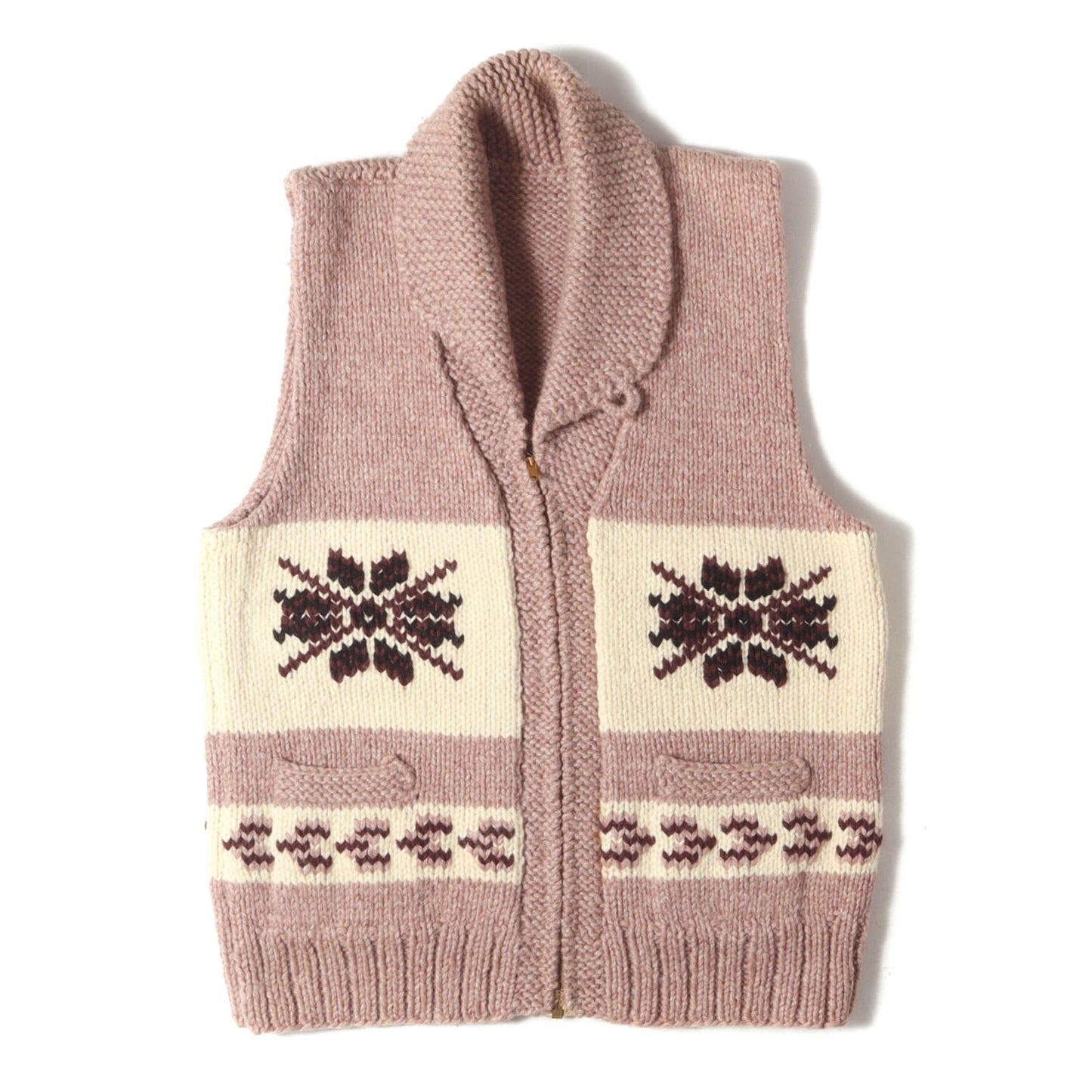 [棒TALONジッパー] 70s ショールカラー フルジップ カウチンニット ベスト